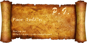 Paor Iván névjegykártya